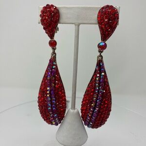 Elegant Red Crystal Drop Earrings